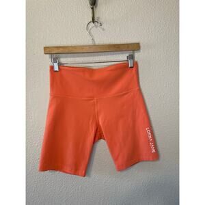 Lorna Jane Coral/Orange High Waisted 4 Way Stretch Athletic Biker Shorts Medium